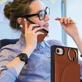 thumbnail image 3 of for iPhone 7/8/SE 2020/SE 2022 Crossbody Case with Card Holder for Women,360°Rotating Ring Kickstand,Magnetic Clasp, 3 Card Slots,Flip PU Leather Girl's Phone Wallet Casas for Ladies(Brown), 3 of 17
