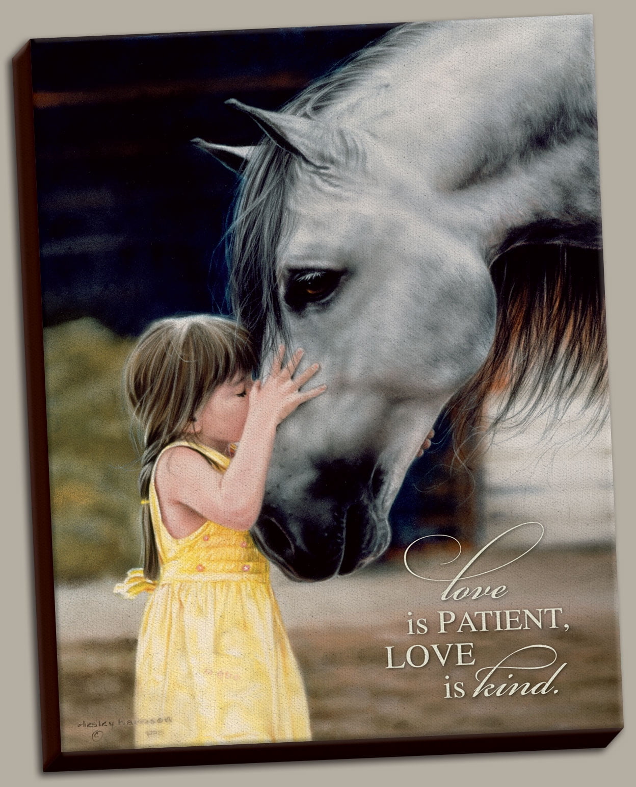 The Kiss By Lesley Harrison A Girl Print 12x16 A Horse