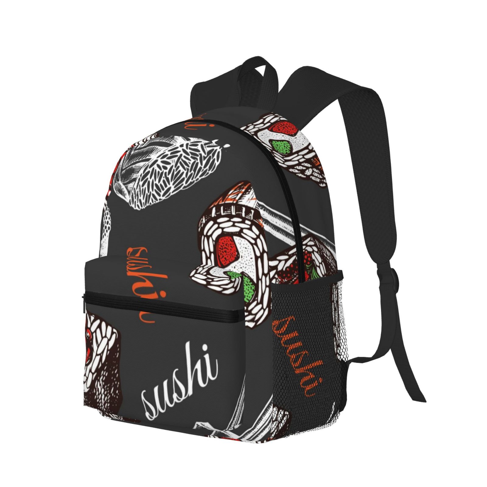 Vsdgher Japanese Sushi Hashi Print Unisex Large Capacity Bookbag Schoolbag Casual Daypack for High School/College/Teens/Travel/Work