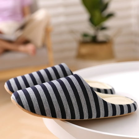 

Striped House Slippers for Women and Men All Season Indoor Slippers