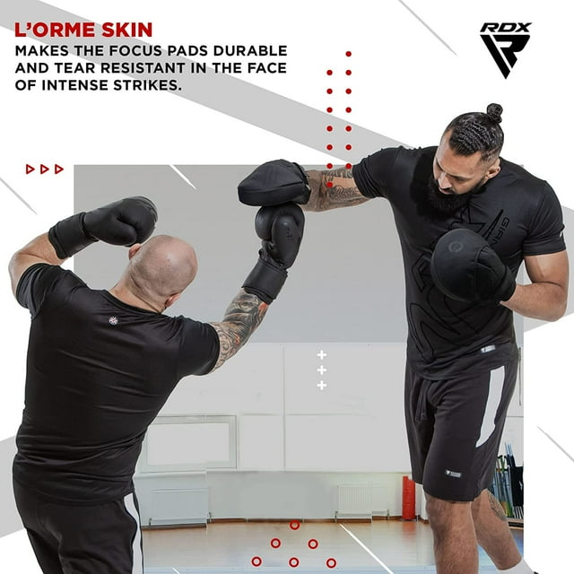 RDX Focus Boxing Punch Mitts, Punching target, Punching pad Maya Hide Leather Training Pads, Silver