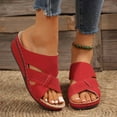 thumbnail image 5 of Viluyesy Women's Slide Sandals, Arch Support Soft Sole Open Toe Daily Casual Comfort Wedge Shoes Red 7.5, 5 of 7