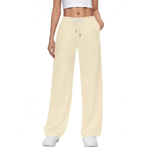 Vibrex Womens Wide Leg Sweatpants Lounge Travel Pants Fashion Loose Joggers Womens Baggy Straight Leg Sweat Pants Loose Drawstring Pants for Women