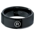 thumbnail image 2 of Tungsten Registered Trademark Symbol Band Ring 8mm Men Women Comfort Fit Black Beveled Edge Polished, 2 of 4