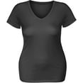 thumbnail image 2 of Essential Basic women's plain short sleeve t-shirt v-neck top junior & plus sizes, 2 of 2