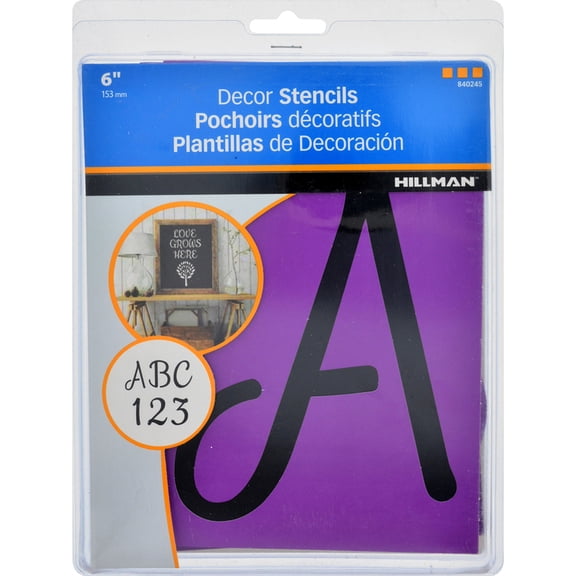 Hillman Group 840245 6 in. Script Stencils Letters & Numbers - 5 Piece