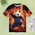 thumbnail image 4 of Funny Cute Panda Womens Tops Women's Fashion Casual Short Sleeve Flower Print Round Neck Pullover Top Blouse, 4 of 6