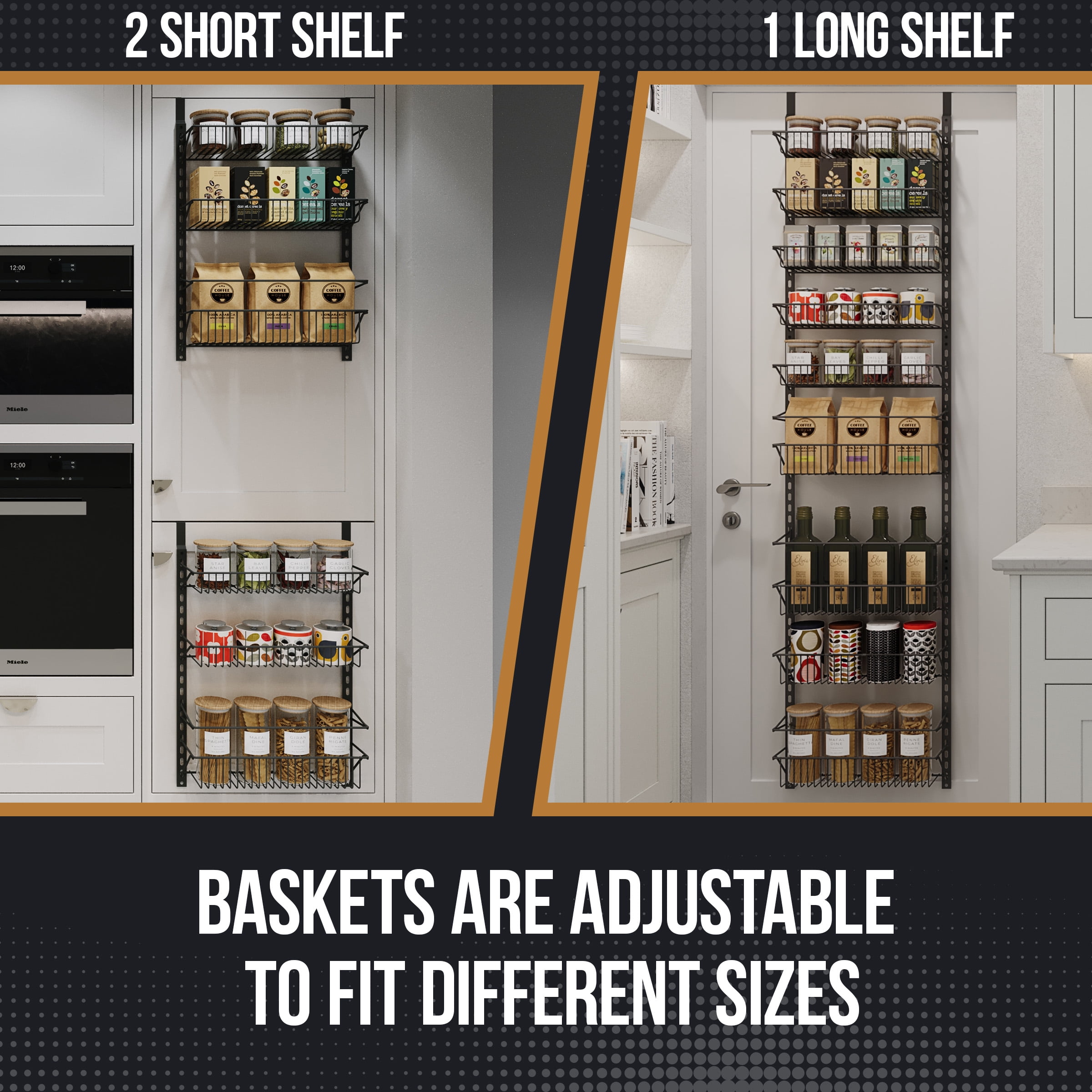 Home-Complete 9-Tier Over the Door Organizer with Adjustable Shelves, Black
