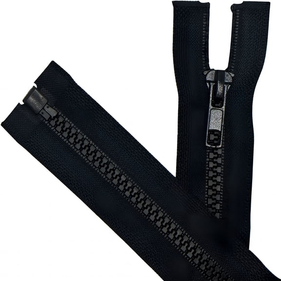 TUWAFE 2 Pack #5 28 Inch Black Separating Jacket Zippers, Molded Plastic Zipper Replacement for Sewing Coats, Bags, and DIY Craft Projects