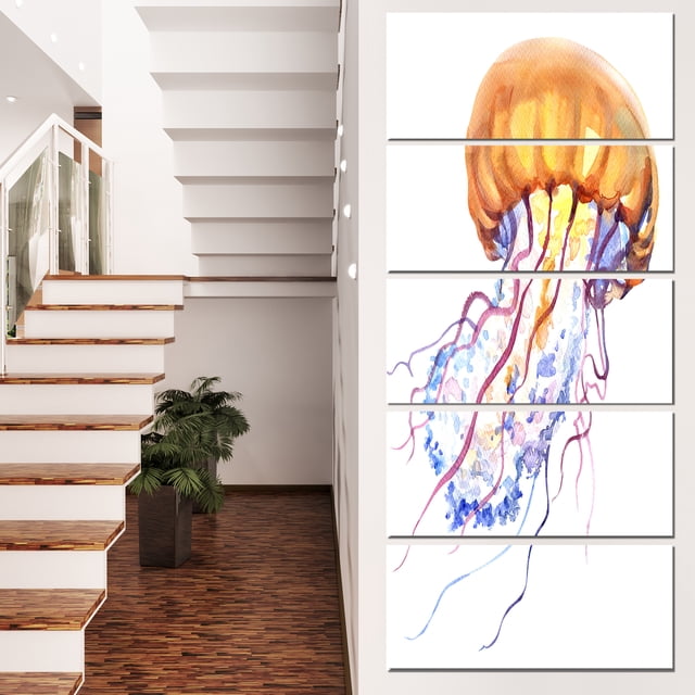 Orange Ocean Water Jellyfish - Animal Canvas Art Print