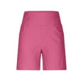 thumbnail image 4 of Hueook Womens Shorts Workout Knee Length Stretch Twill Shorts Thin Waist Pull Regular Hiking Shorts Bermuda Summer Casual with Pockets Hot Pink 5X, 4 of 9