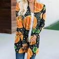 thumbnail image 4 of DDAPJ pyju Halloween Cardigans for Women,Women's 2023 Halloween Cat Pumpkin Theme Cardigan Long Sleeve Open Front Knit Sweater Outwear Coat, 4 of 7