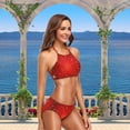 thumbnail image 2 of Dreamtimes 2 Pcs Swimsuit Red Christmas Snow Holiday Womens Top Halter Beach Bathing Bikini Set, Small, 2 of 6