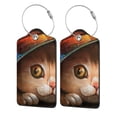thumbnail image 5 of Rocae Animal Cat for Leather Luggage Baggage Tags ID Label Privacy Cover ID Label with Stainless Steel Loop and Address Card, 5 of 5