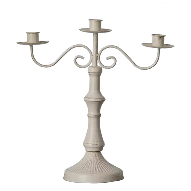 Candelabro con Brazos Candelabro de Metal Portavelas para Boda, Sala de Estar, Mesa de Comedor, Dormitorio, Decoración Del Hogar 3 brazos blanco