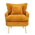 thumbnail image 6 of Glavbiku Corduroy Upholstered Single Sofa Chair,Recessed Arm Metal Legs Accent Chair,Yellow, 6 of 9