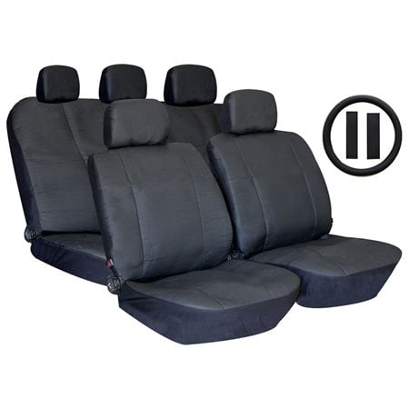 Cover Hyundai Sonata Premium Synthetic PU Faux Leather Seat Cover Set Solid Black 10pc Set For Hyundai Sonata ()