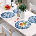 thumbnail image 5 of Blue White Partern Black Round Placemats Plate Mats 15 Inch Non-Slip Heat Resistant Washable PVC Set Indoor for Kitchen Dining Table 1PC, 5 of 6