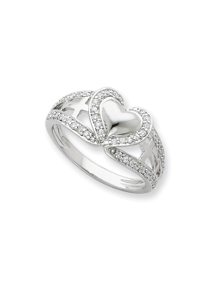 5mm Glitzs Jewels Sterling Silver Cubic Zirconia Wedding Set Ring 