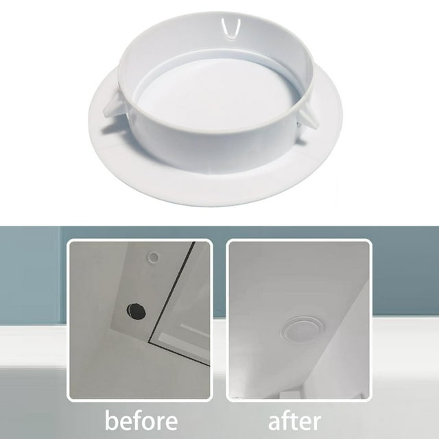 Placa de cubierta para orificio de techo, moldura para orificio de luz descendente, redonda, ligera, compacta, resistente, blanca, para aberturas de 125 a 155 hoyos