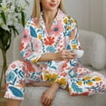 thumbnail image 4 of Goofa Floral Ditsy Printed Women’s 2 Piece Pajama Set Super,Pajamas Women's Long Sleeve Sleepwear Soft Button Down Loungewear Pjs Lounge Set Nightwear-X-Large, 4 of 9