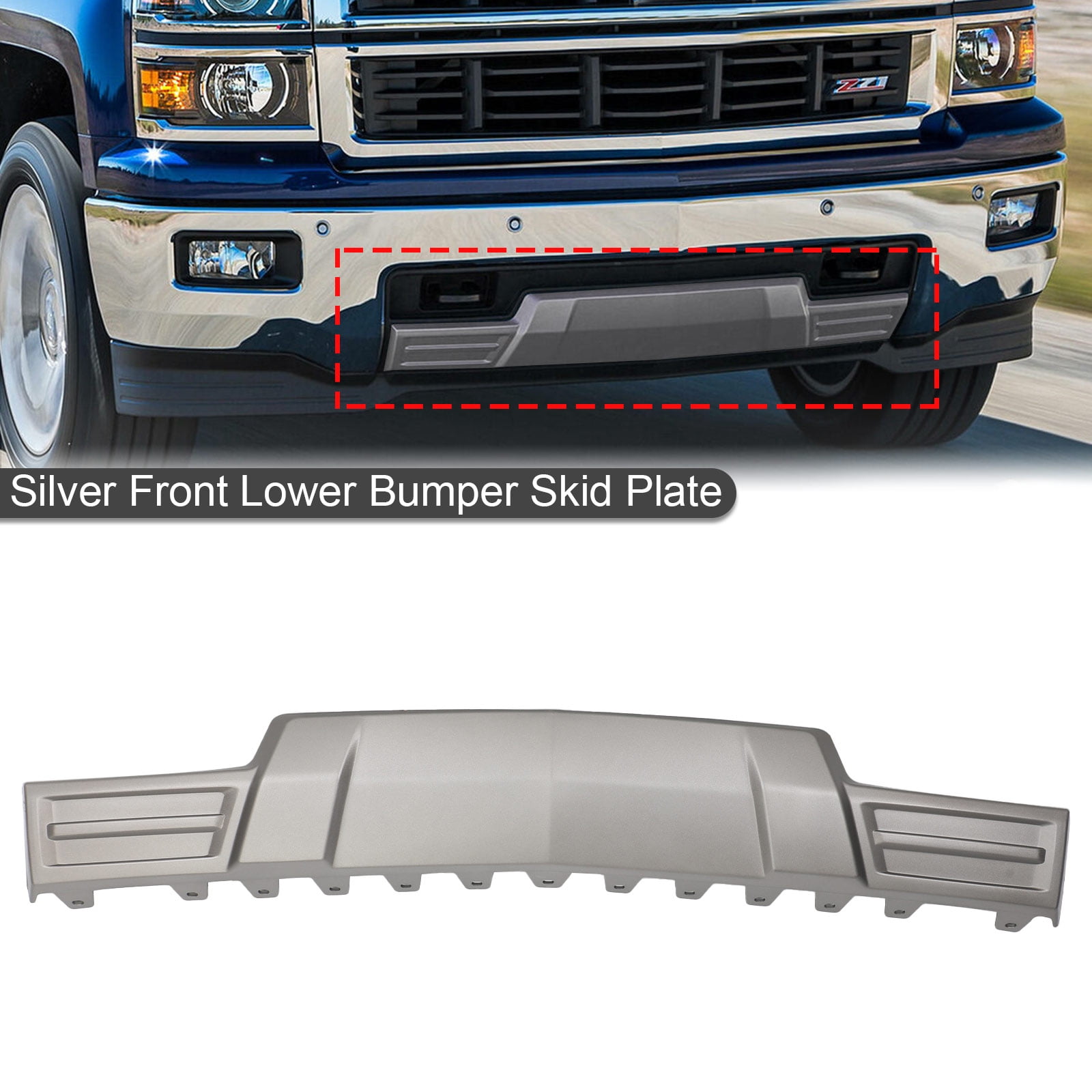 For 20142015 Chevy Silverado 1500 Chrome Panel Front Bumper Skid Plate