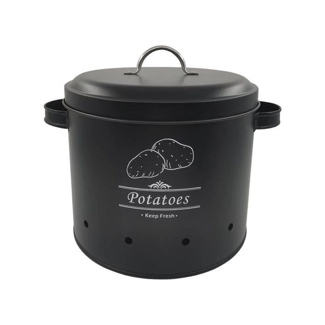 Farmhouse Storage Jar Vintage Vegetable Storage Container with Ventilation Holes black potatoes