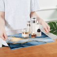 thumbnail image 4 of WOBOGO Dark Blue Gilt Pattern Acrylic Serving Trays 15.7x11.8 Inch Spill Proof Clear Decorative Organizer with Handle, 4 of 7