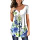 thumbnail image 1 of ICHUANYI Clearance Women Fashion V- Neck Floral Printed Tunic Tops Buttons Short Sleeve T-shirt(Blue, XL) ICHUANYI WER2023081006063, 1 of 7