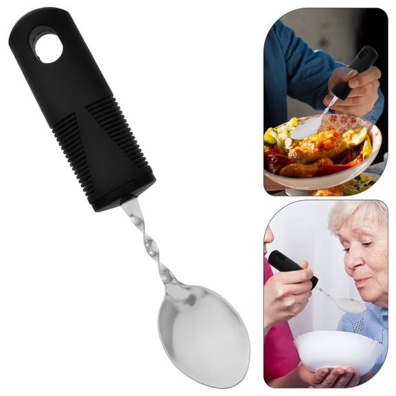 IBASETOY Elderly Rehabilitation Spoon for Disabled Adults with Stainless Steel 1Pcs