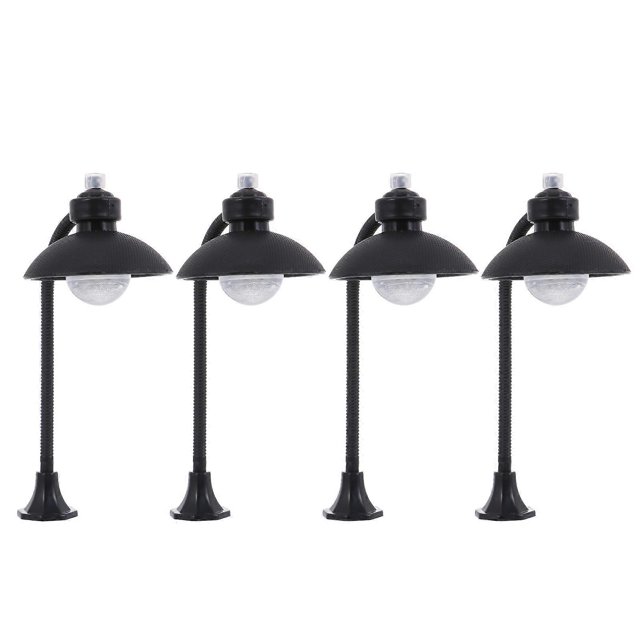 Streetlight Ornament Miniature Light for Decoration 4Pcs Black PVC