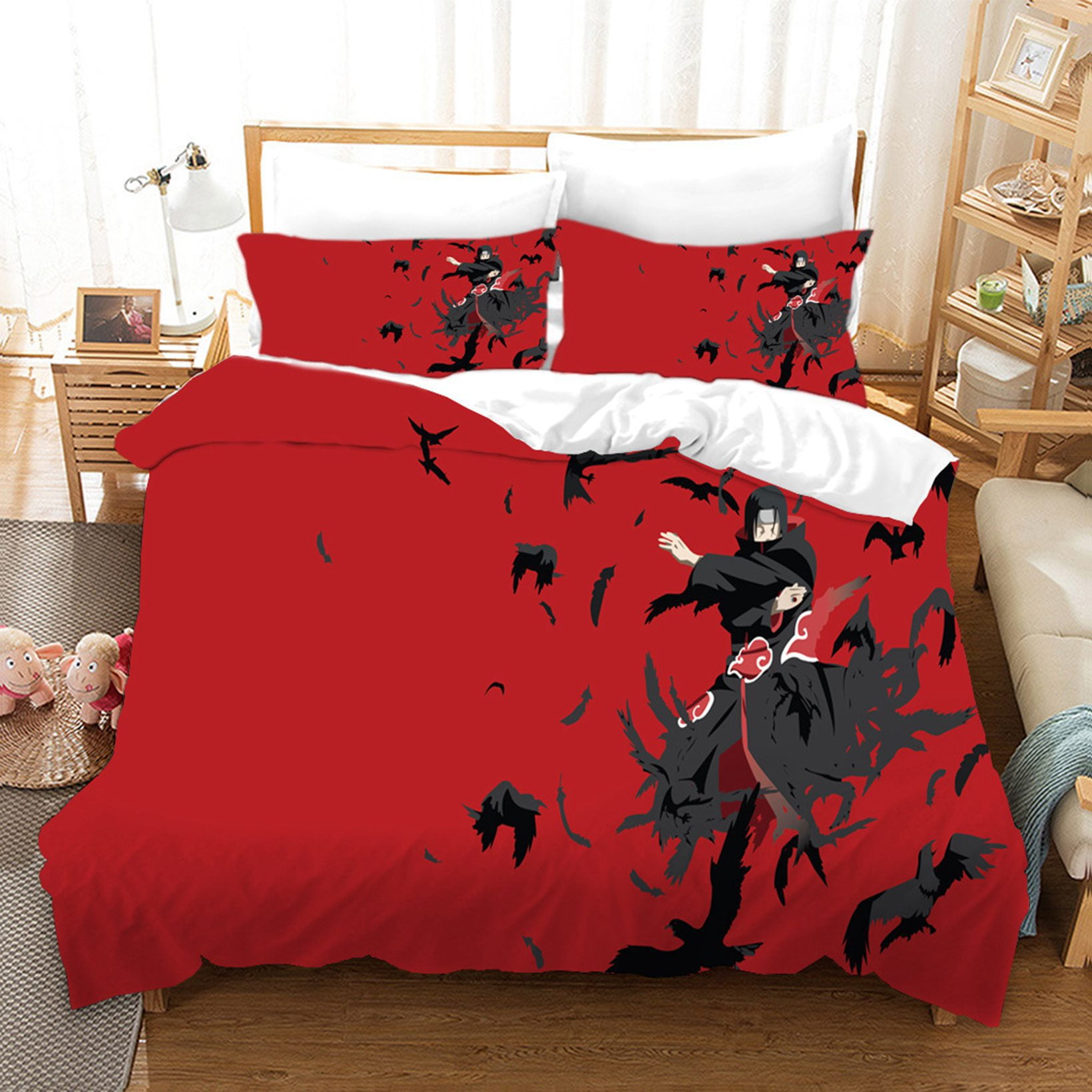3Piece Anime Naruto Uzumaki Akatsuki Bedding Comforter Sets King Size
