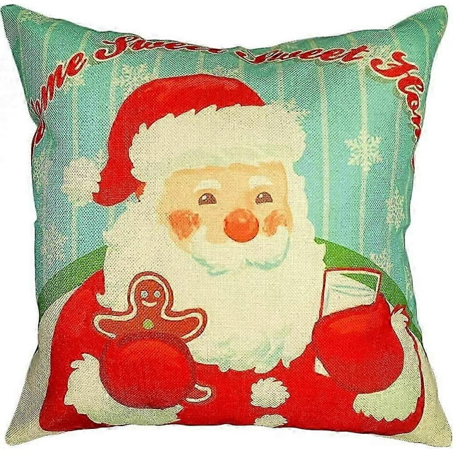 Vintage Christmas Pillowcase Santa Rustic Farmhouse Linen Decor Outdoor