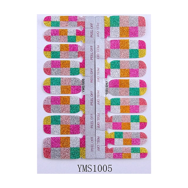 Fiudx Pegatinas de Uñas con Brillantina, Diseño Degradado a Todo Color, Pvc de Larga Duración, Fácil Aplicación, para Uso En Salón o En Casa, Estilo Juvenil y Moderno, 16 Pegatinas Por Juego.