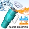 thumbnail image 5 of 40oz Tumbler with Handle and Straw, Vacuum Insulated Stainless Steel Travel Mug, Fits Car Cup Holder, Liquid & Marble Print, 5 of 6