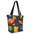 thumbnail image 2 of Kll Tote Bag For Women Dinosaurs In Space Print Shopping Grocery Reusable Bags For Office School Shopping Travel, 2 of 8