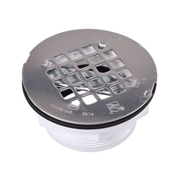 Oatey 42099 2-Inch PVC No-Calk Shower Drain With Stainless Steel Strainer – For Fiberglass, Acrylic, Nylon Or Metal Shower Bases, Slab Construction