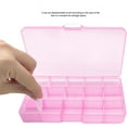 thumbnail image 5 of GIXUSIL Plastic Bead Storage Organiser Box with 15 Adjustable Dividers Earring Transparent Storage Containers Jewellery Box for Small Items Tools Travel (17x10x2cm, Pink), 5 of 7