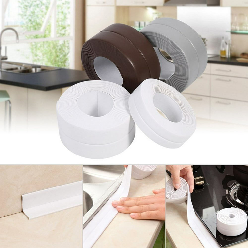 Ashata Waterproof Kitchen Sink Basin Edge Mildew Wall Sealing Strip Sealant Tape Brown Walmart