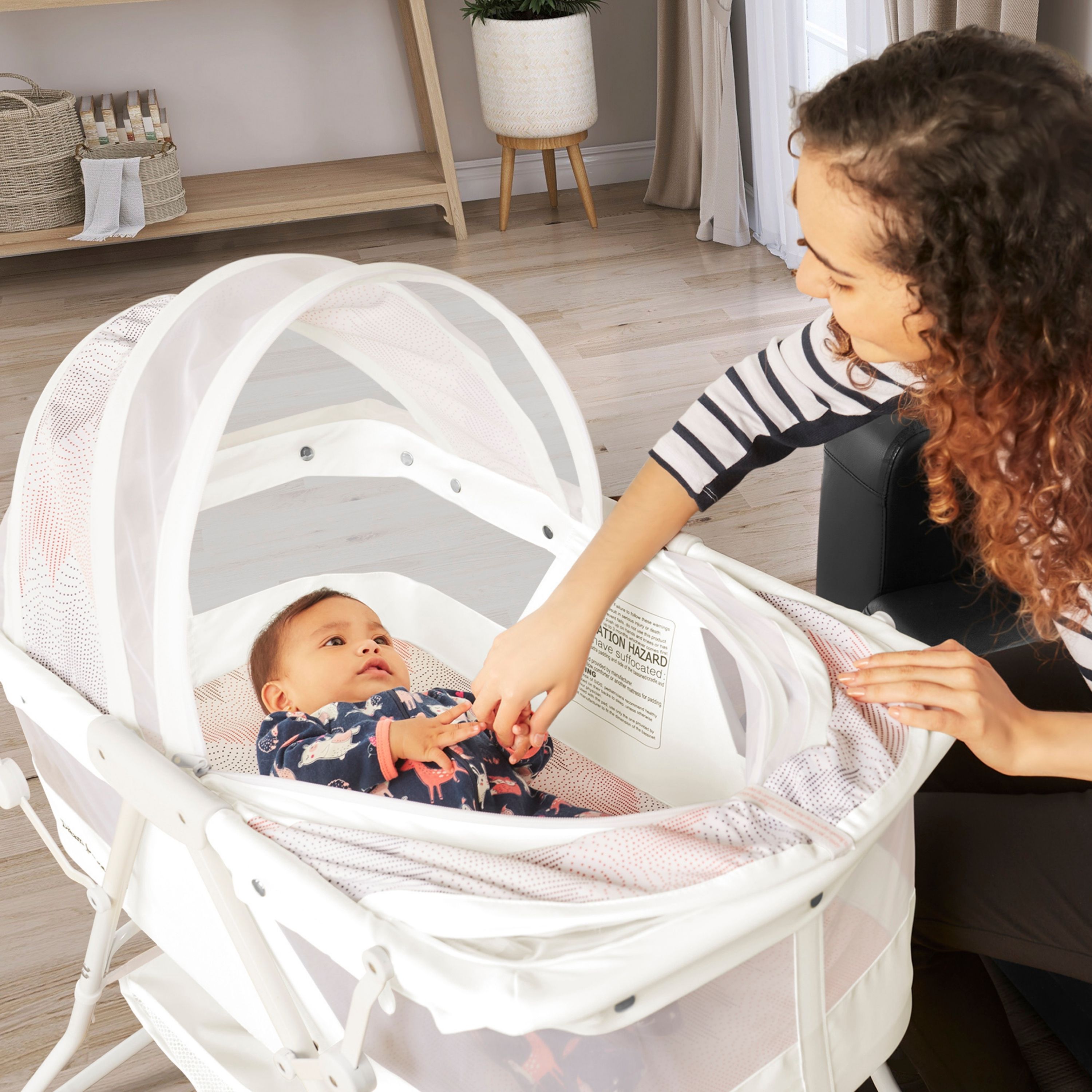 Dream On Me Karley Bassinet in Dove White, Quick Fold and Easy to Carry, Large Storage Basket - image 2 of 18