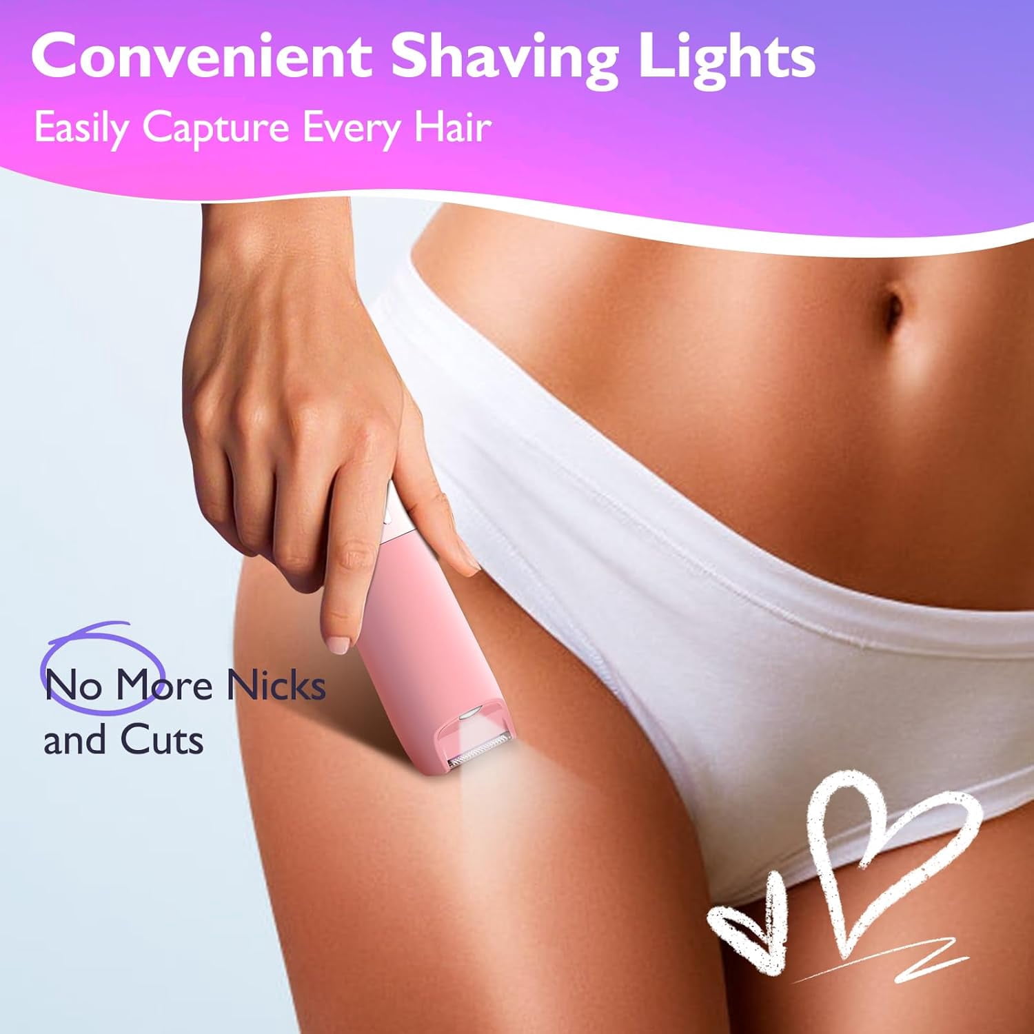 Bikini Trimmer for Women, Dual Head Electric Razors, Waterproof Pubic Hair Trimmer,Rechargeable Painless Silk Glide Pro Shaver for Underarm Leg Arm Body Face, Cherry