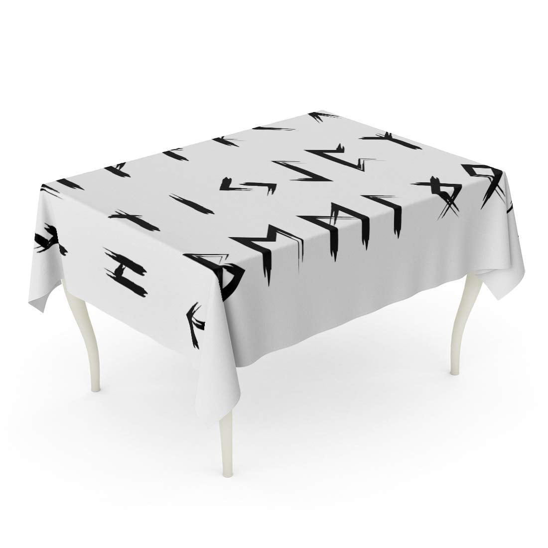 NUDECOR Gods Futhark Runen Black Rune Runic Scandinavian Viking Abstract Tablecloth Table Desk