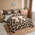 thumbnail image 2 of Erosebridal Chic Leopard Print 7-Piece Twin Bedding Sets,Light Brown Bowknot Print Bedding Comforter Set For Bow Lovers,Gray Reversible, 2 of 7