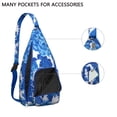 thumbnail image 3 of Tropical Flower Sling Backpack - Exotic Leaves & Blossom Pattern, Fashion Forward Crossbody Bag, 3 of 4