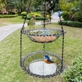 thumbnail image 4 of GQDIN 2-tier Hanging Bird Bath & Feeder, Plastic Tray for Seeds/Water, Hanging Bird Baths for Outdoors, Bird Drinking Tray with Hook and Chain for Backyard Patio Garden Decor, 4 of 8