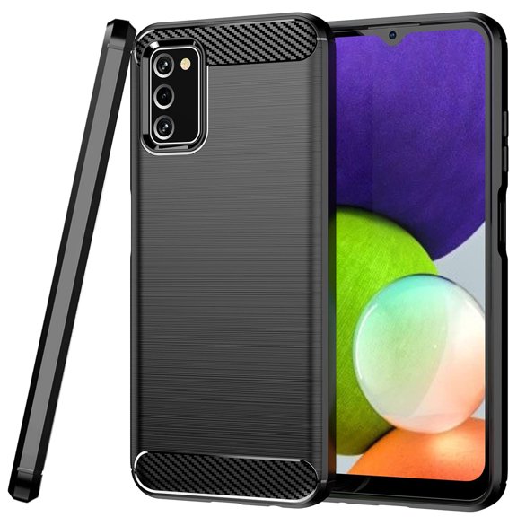 CoverON For Samsung Galaxy A03s Phone Case, Slim Lightweight Flexible TPU Minimal Cover Carbon Fiber, Black