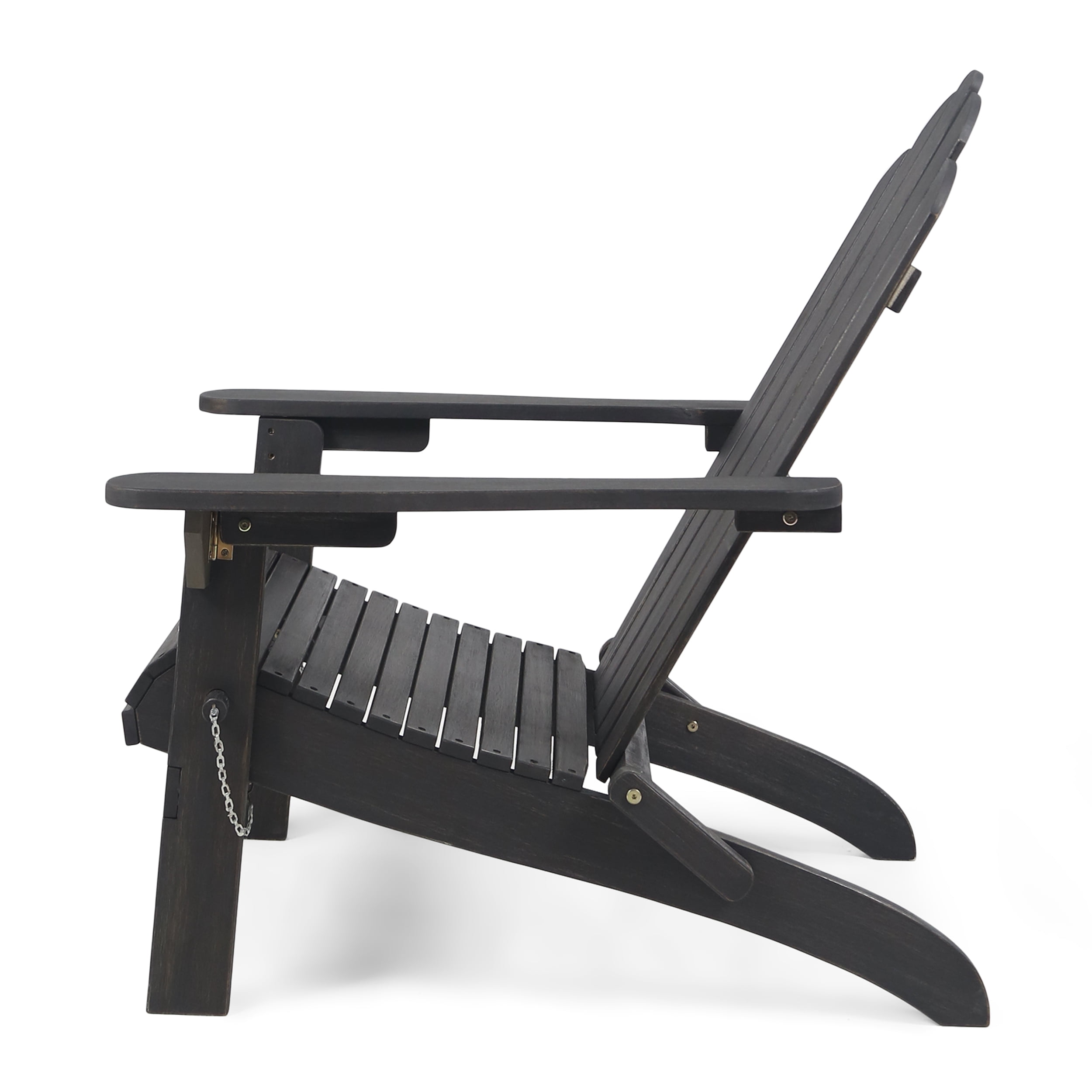 Noble House Hollywood Outdoor Foldable Acacia Wood Adirondack Chair Dark Gray