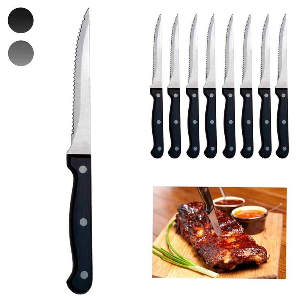 8 Set Stainless Steel Steak Knives Serrated 8.5" Knife Cutlery Kitchen Utensil