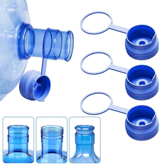3 & 5 Gallon Water Jug Cap Reusable, Food Grade Silicone Replacement Gallon Caps for 55mm Standard/Screw/Crown Tops Water Bottle and Water Dispensers, Non-Spill Lids for Anti-Splash, Leak Free (3PCS)
