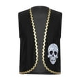 thumbnail image 3 of Aislor Boys Pirate Vest Skeleton Print Open Front Waistcoat With Gold Trim For Party Black 8, 3 of 7